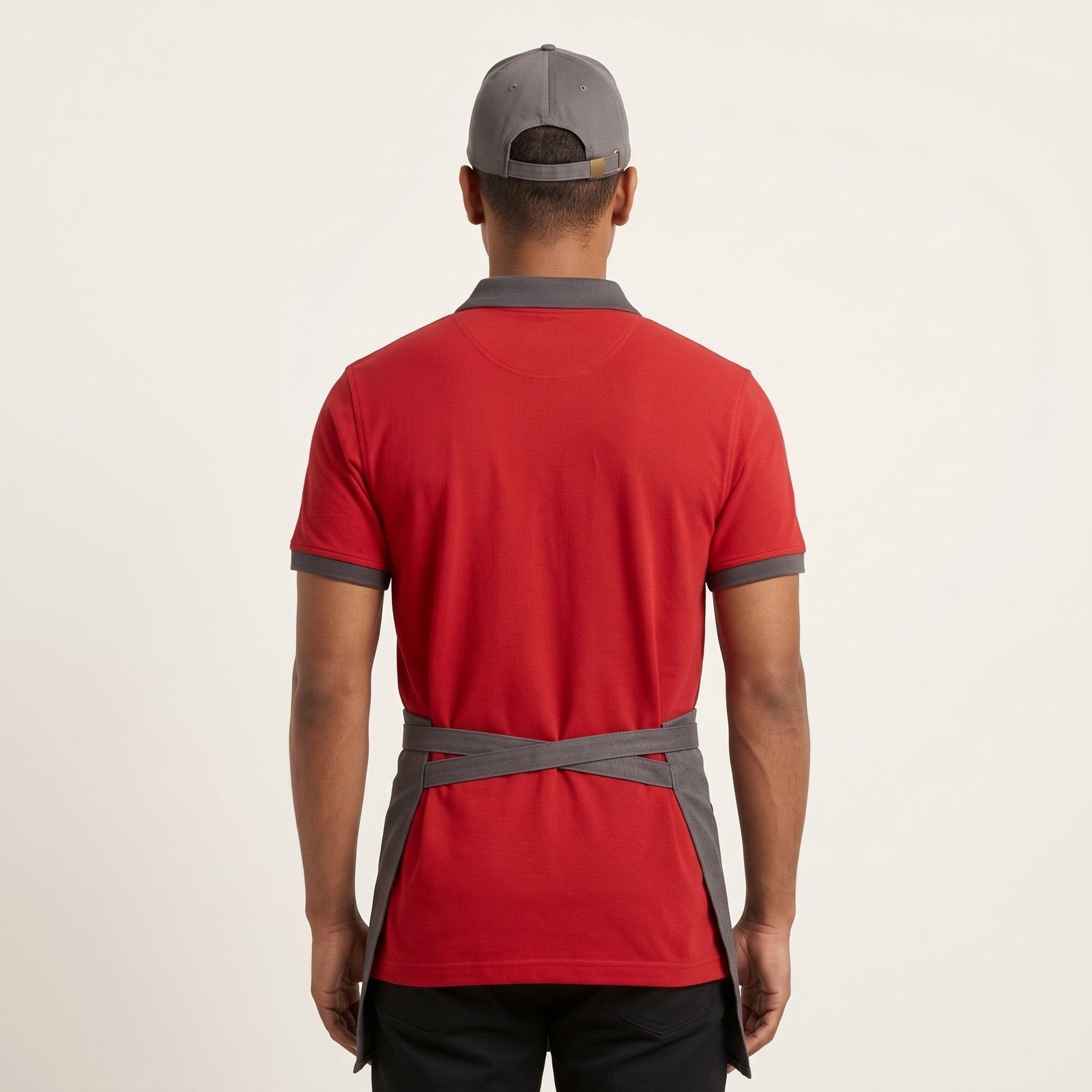 Red Polo with Grey Apron Food Service Uniform Set