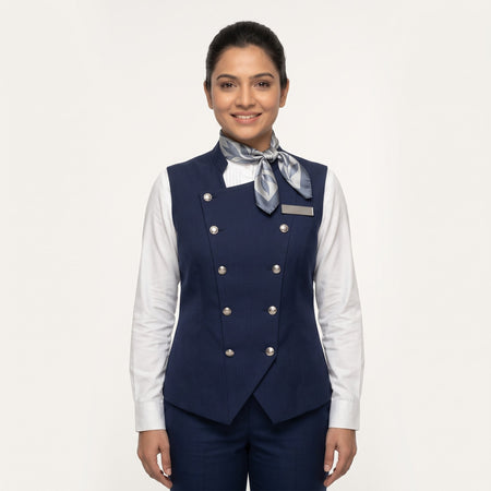 Women's Navy Double-Breasted Vest Reception Uniform Set