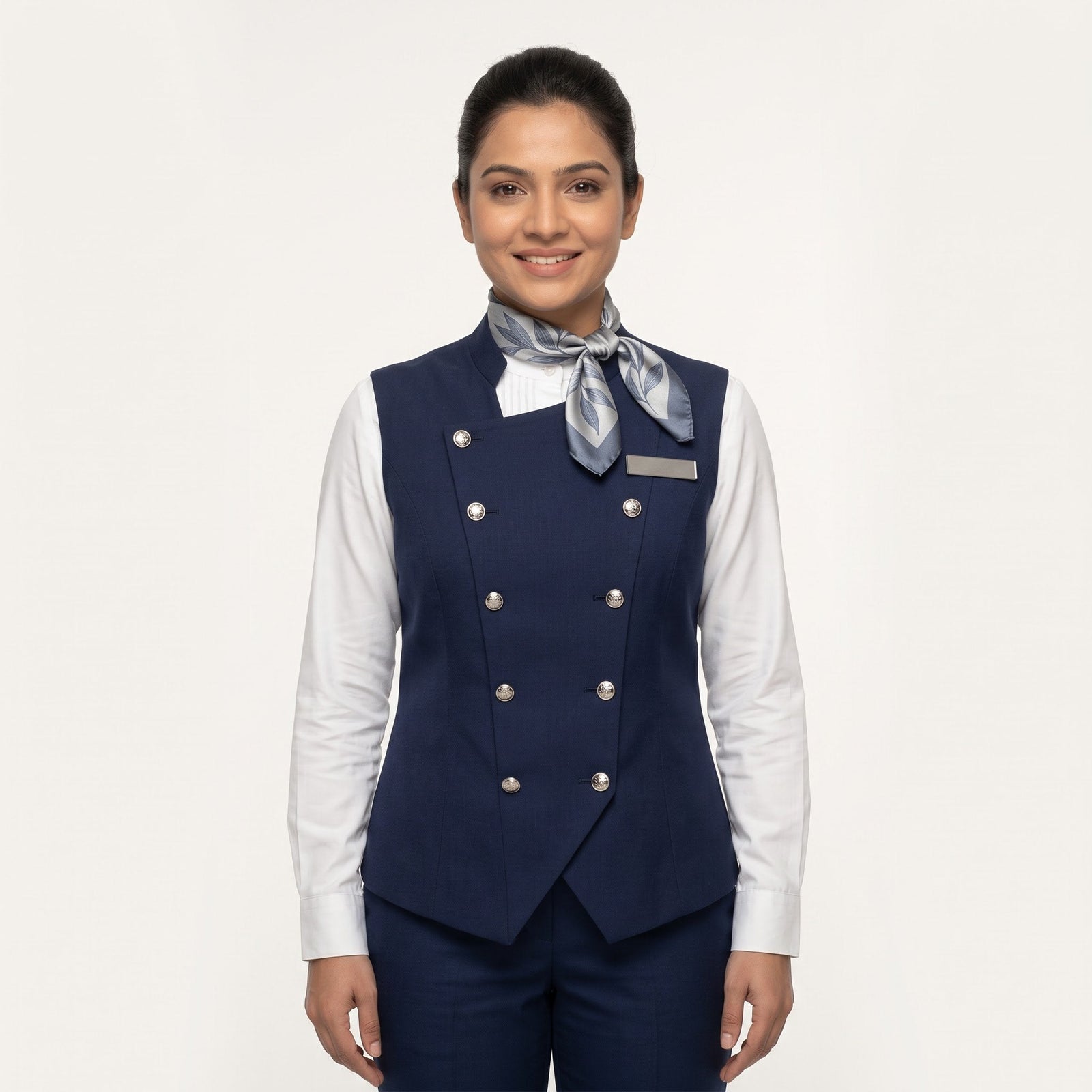 Women's Navy Double-Breasted Vest Reception Uniform Set