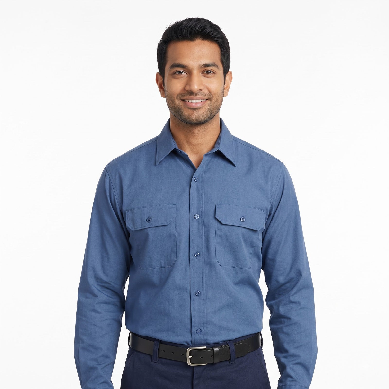 Men & Women Blue Shirt Navy Trouser Work Uniform Set