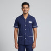 Navy blue Men's Nurse Uniform, Half Sleeve with White Piping