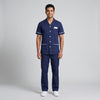 Navy blue Men's Nurse Uniform, Half Sleeve with White Piping