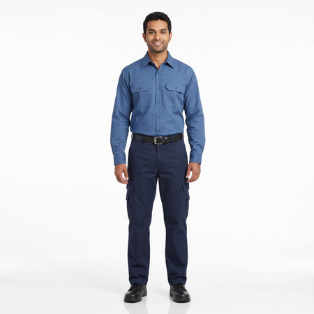Men & Women Blue Shirt Navy Trouser Work Uniform Set