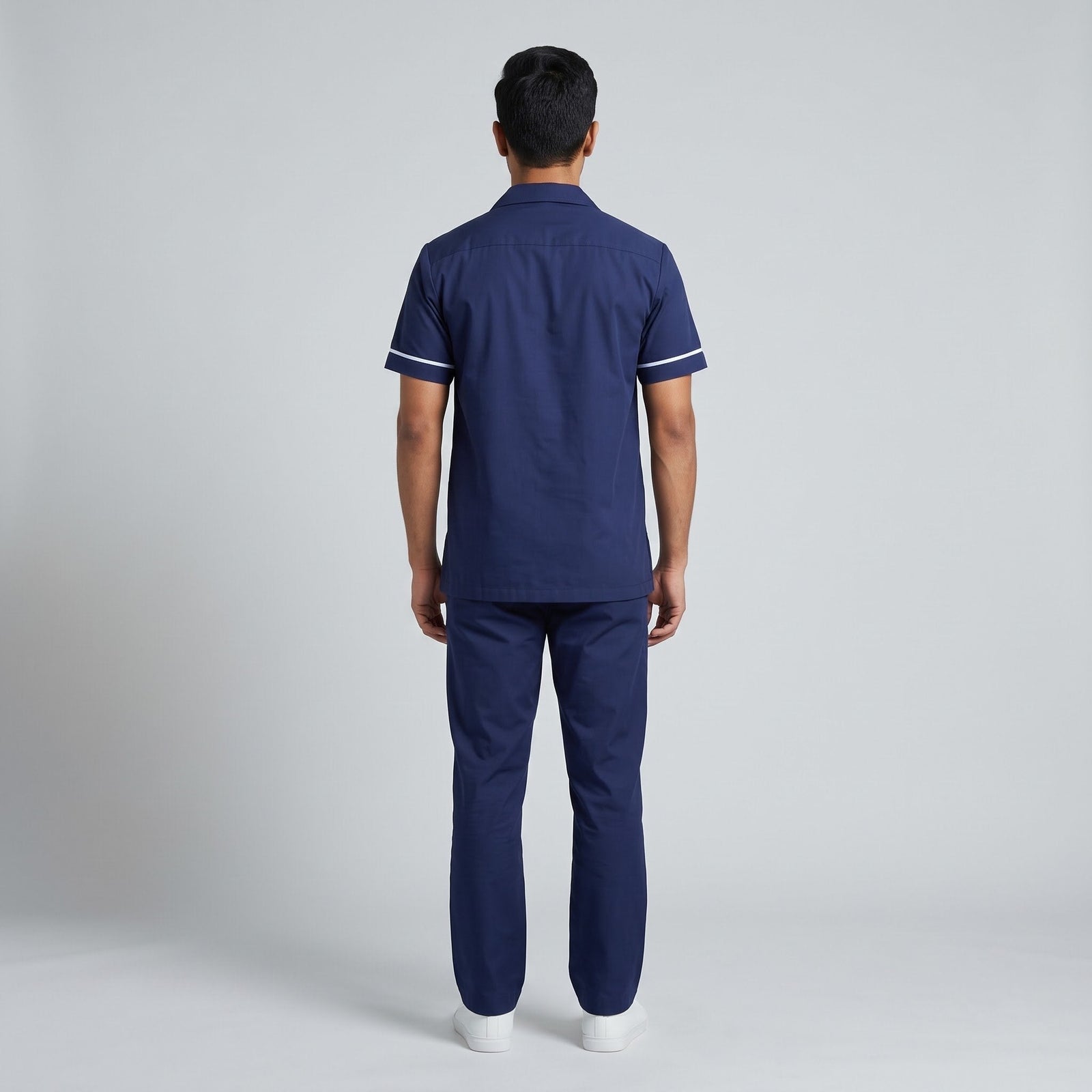 Navy blue Men's Nurse Uniform, Half Sleeve with White Piping