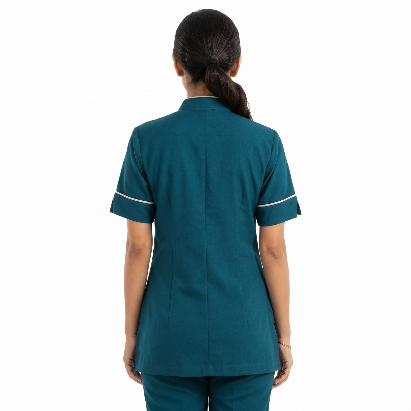 Teal Housekeeping Uniform with White Tipping