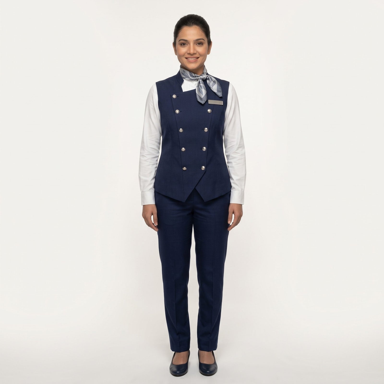 Women's Navy Double-Breasted Vest Reception Uniform Set