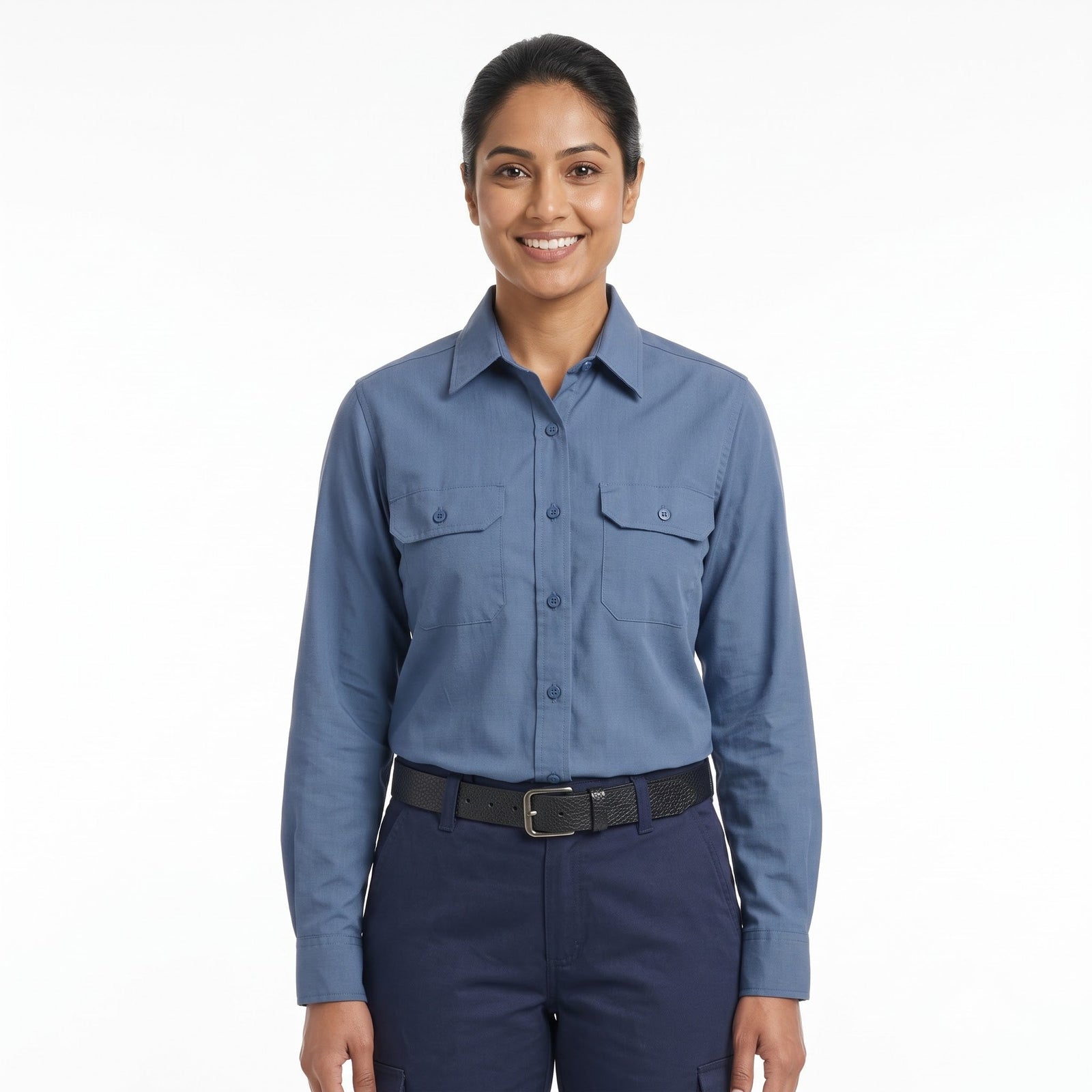 Men & Women Blue Shirt Navy Trouser Work Uniform Set