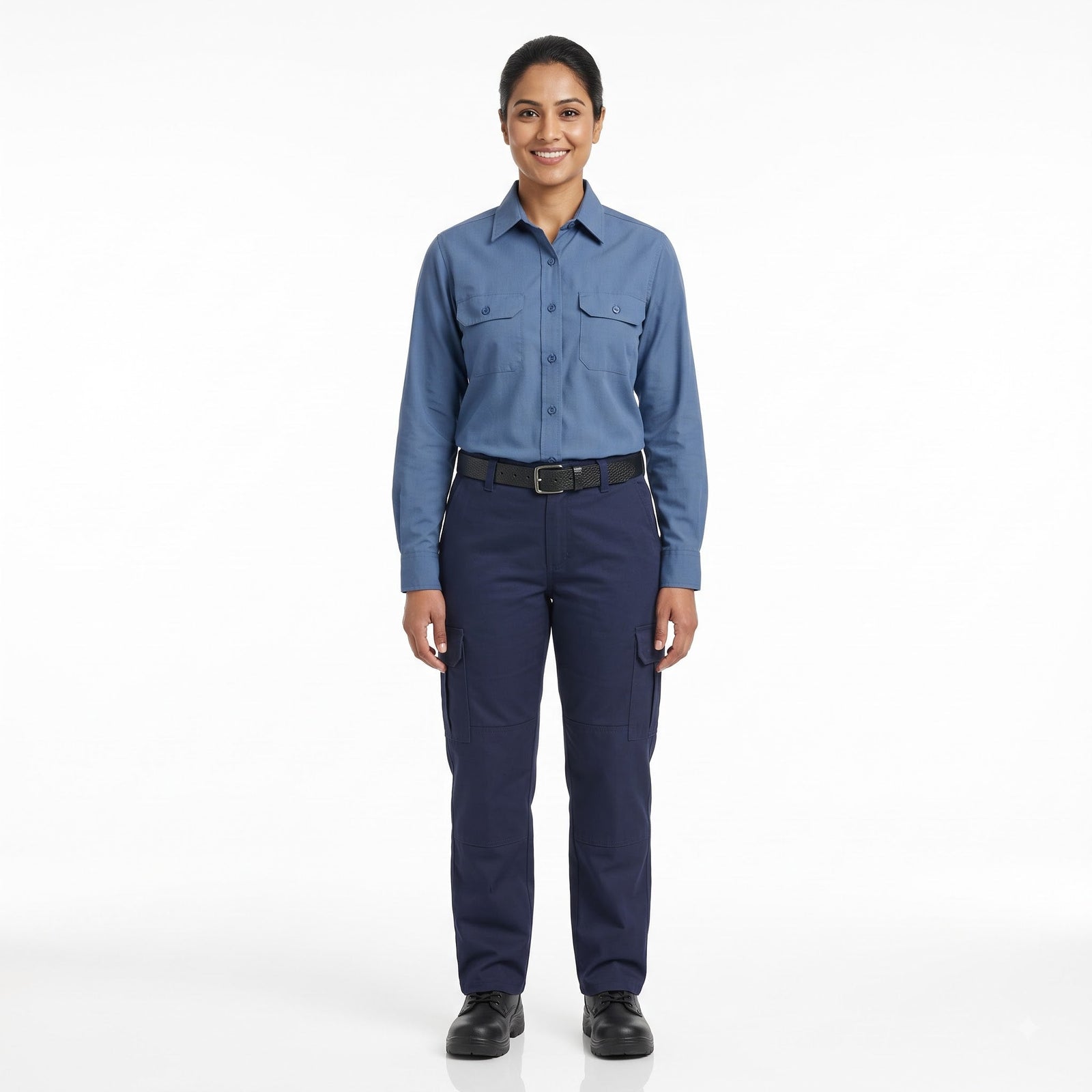 Men & Women Blue Shirt Navy Trouser Work Uniform Set
