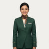Women's Forest Green Gold-Piped Jacket Front Office Uniform Set