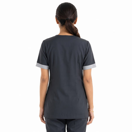 Charcoal Grey Housekeeping Uniform with White Tipping
