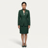 Women's Forest Green Gold-Piped Jacket Front Office Uniform Set