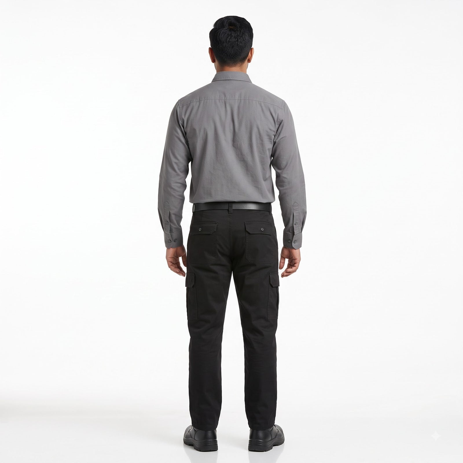 Men & Women Grey Shirt Black Trouser Work Uniform Set