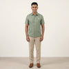Sage Green Linen Shirt Resort Staff Uniform Set