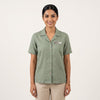 Sage Green Linen Shirt Resort Staff Uniform Set