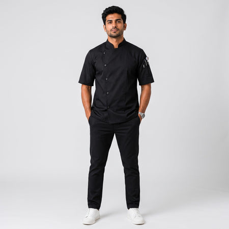 Black Half Sleeve Chef Coat