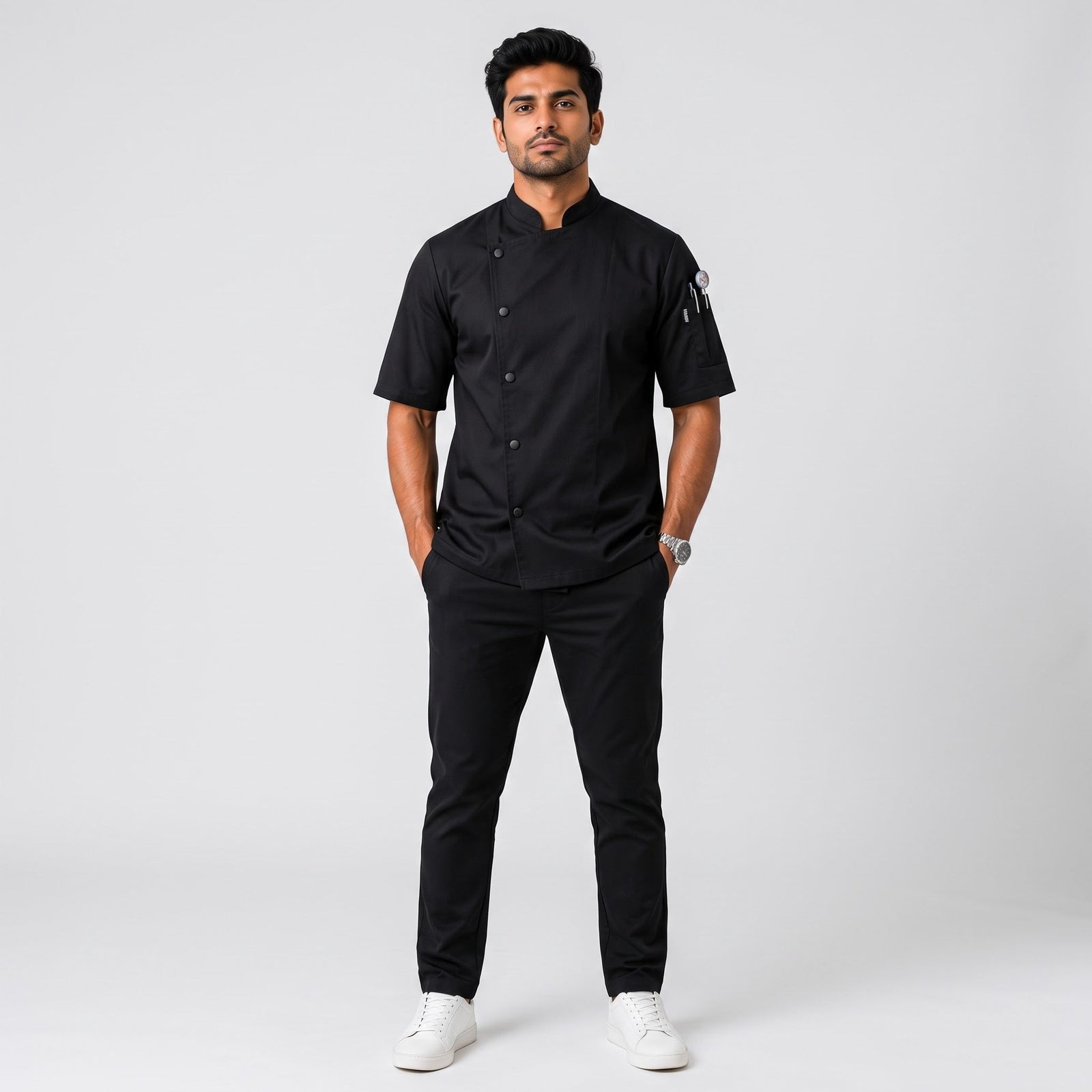 Black Half Sleeve Chef Coat