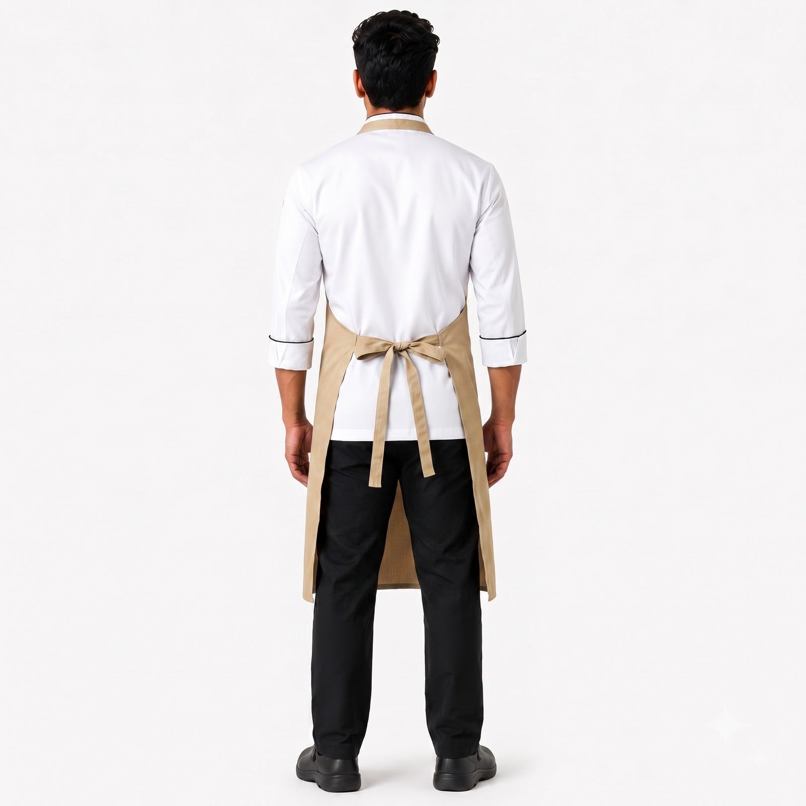 Beige Cotton Apron with Front Pocket