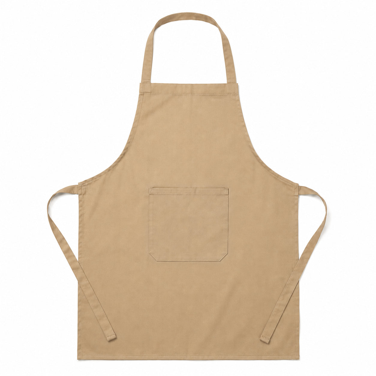 Beige Cotton Apron with Front Pocket
