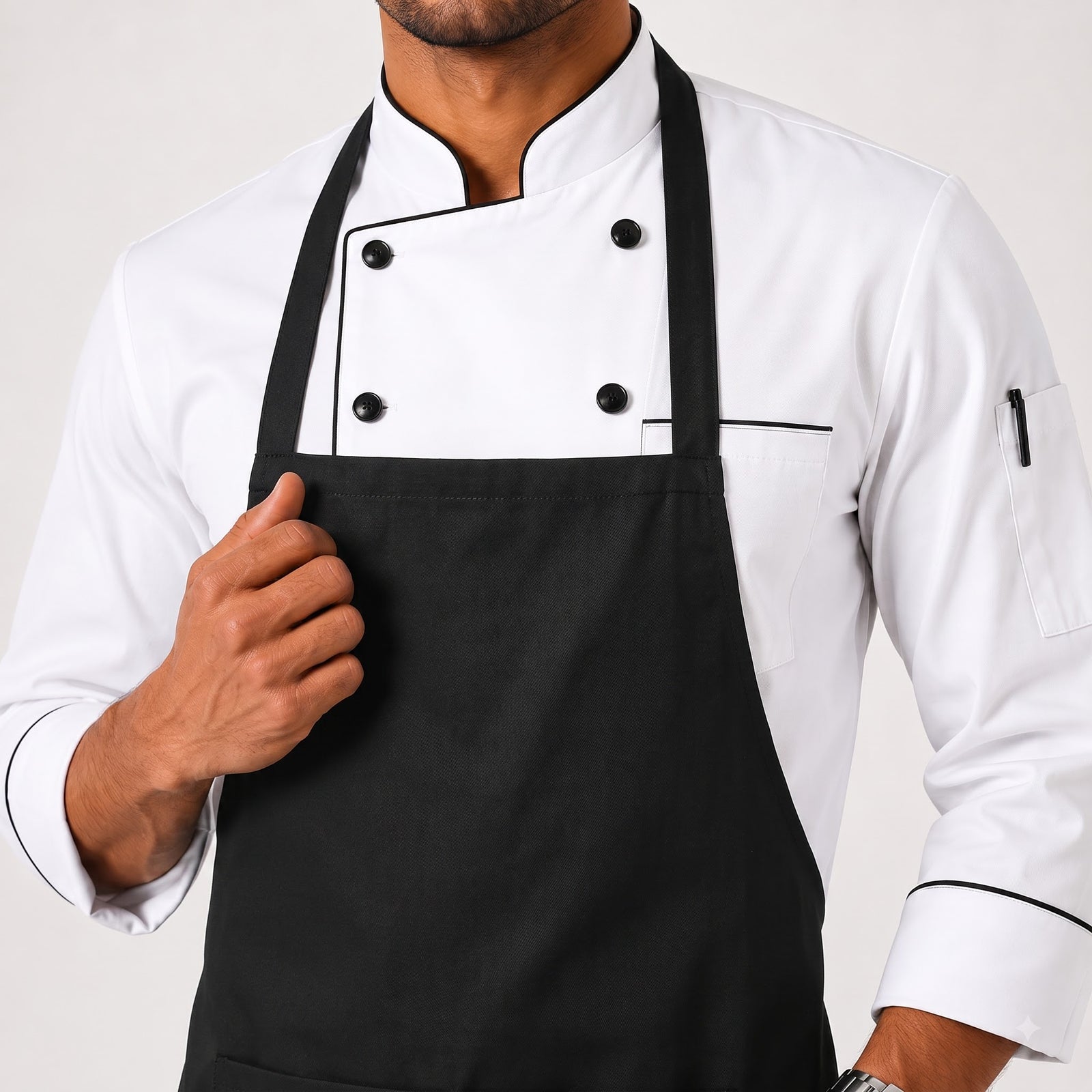 Balck Cotton Apron with Front Pocket