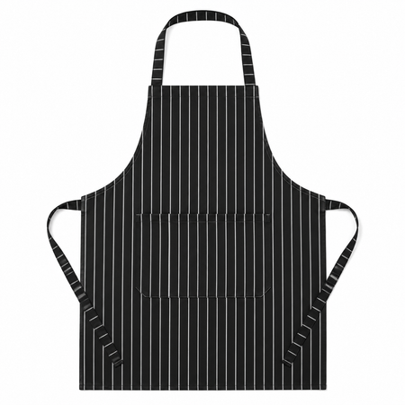 Black Pinstripe Apron with Front Pocket