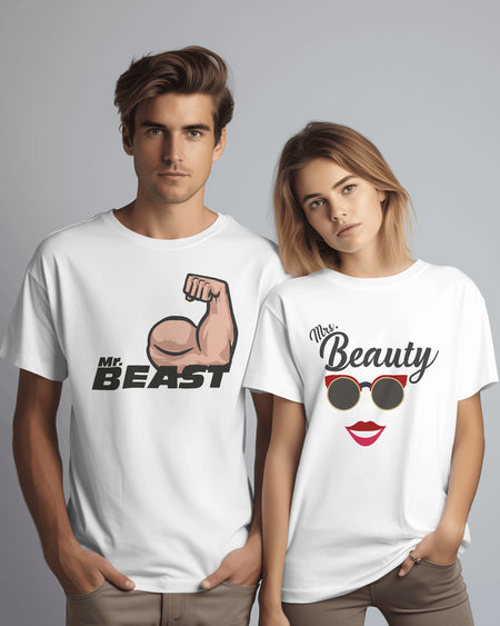 Beast and beauty couple t-shirt pair