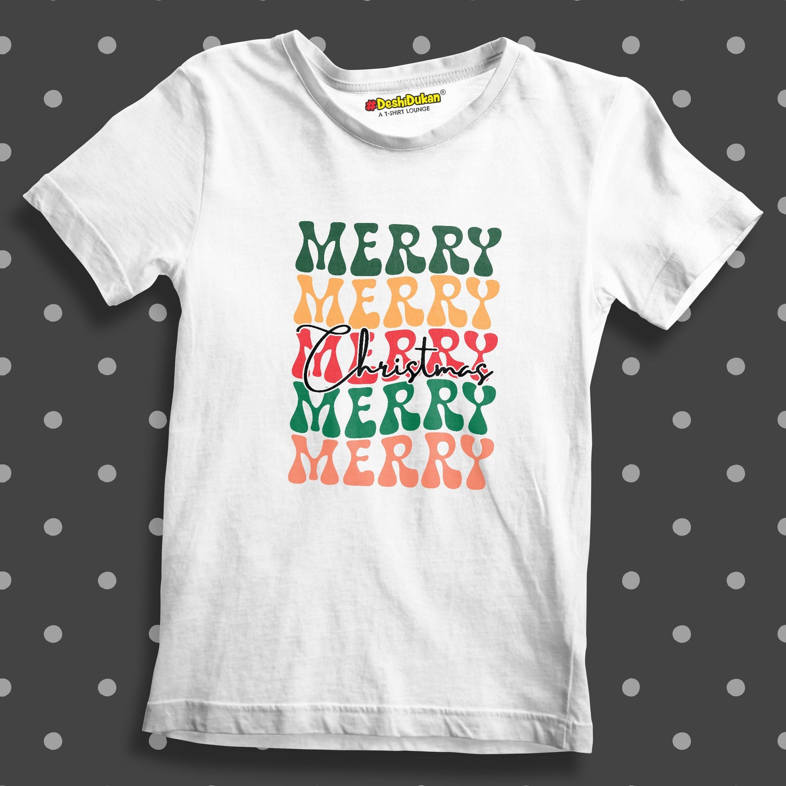 Merry Christmas Colorful font Kids T-shirt