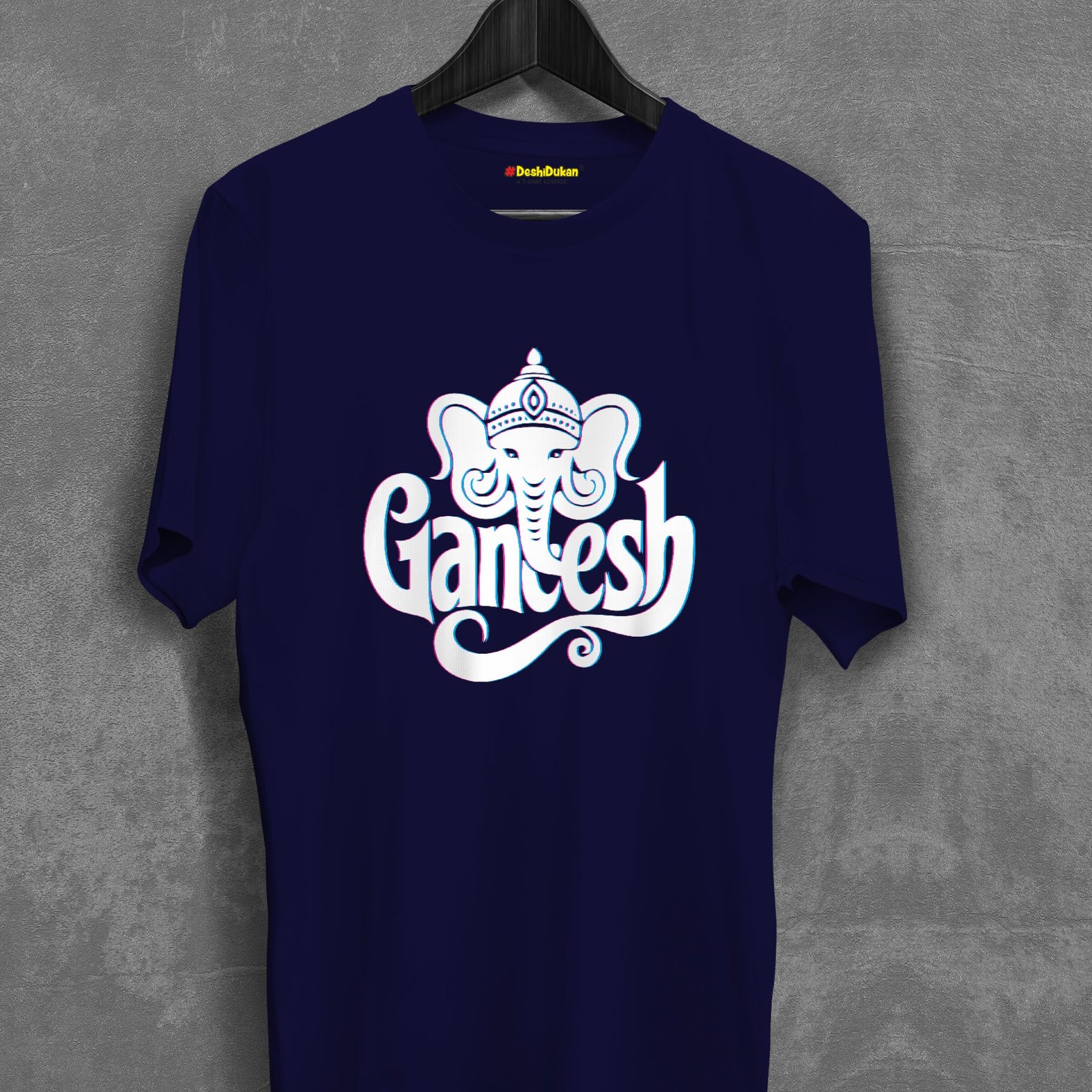 Glitch effect Ganesha Face With Text T-shirt