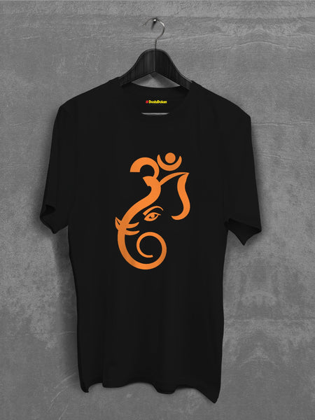 Om Shape In Ganpati Face T-shirt