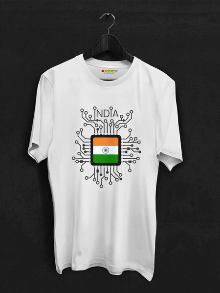 India Flag In Chip Cotton T-shirt