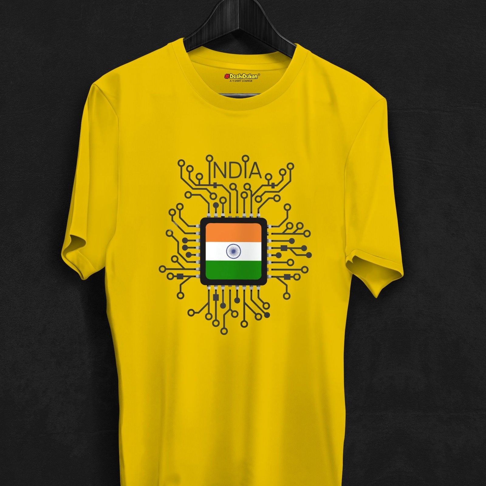 India Flag In Chip Cotton T-shirt