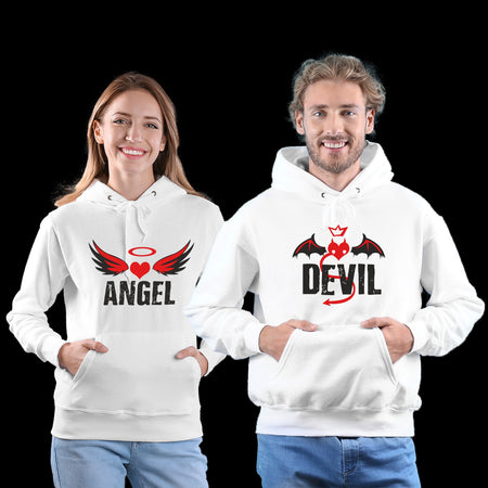 Angel Devil White Matching Hoodie