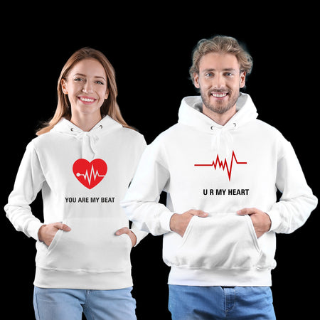 Heart Beat couple Hoodies