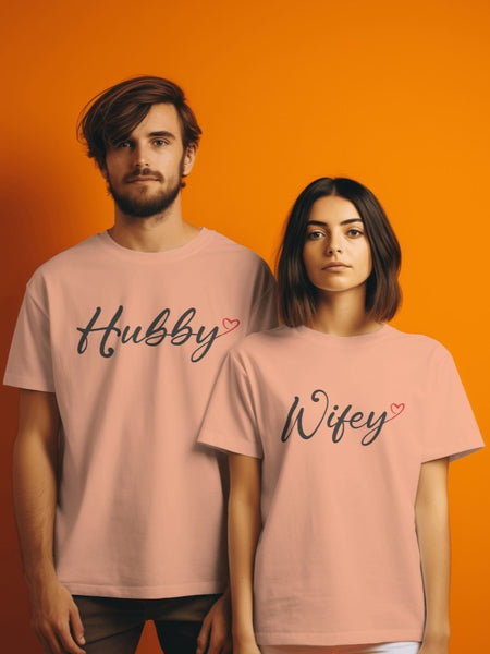 Hubby Wifey Couple T-shirt Design Male