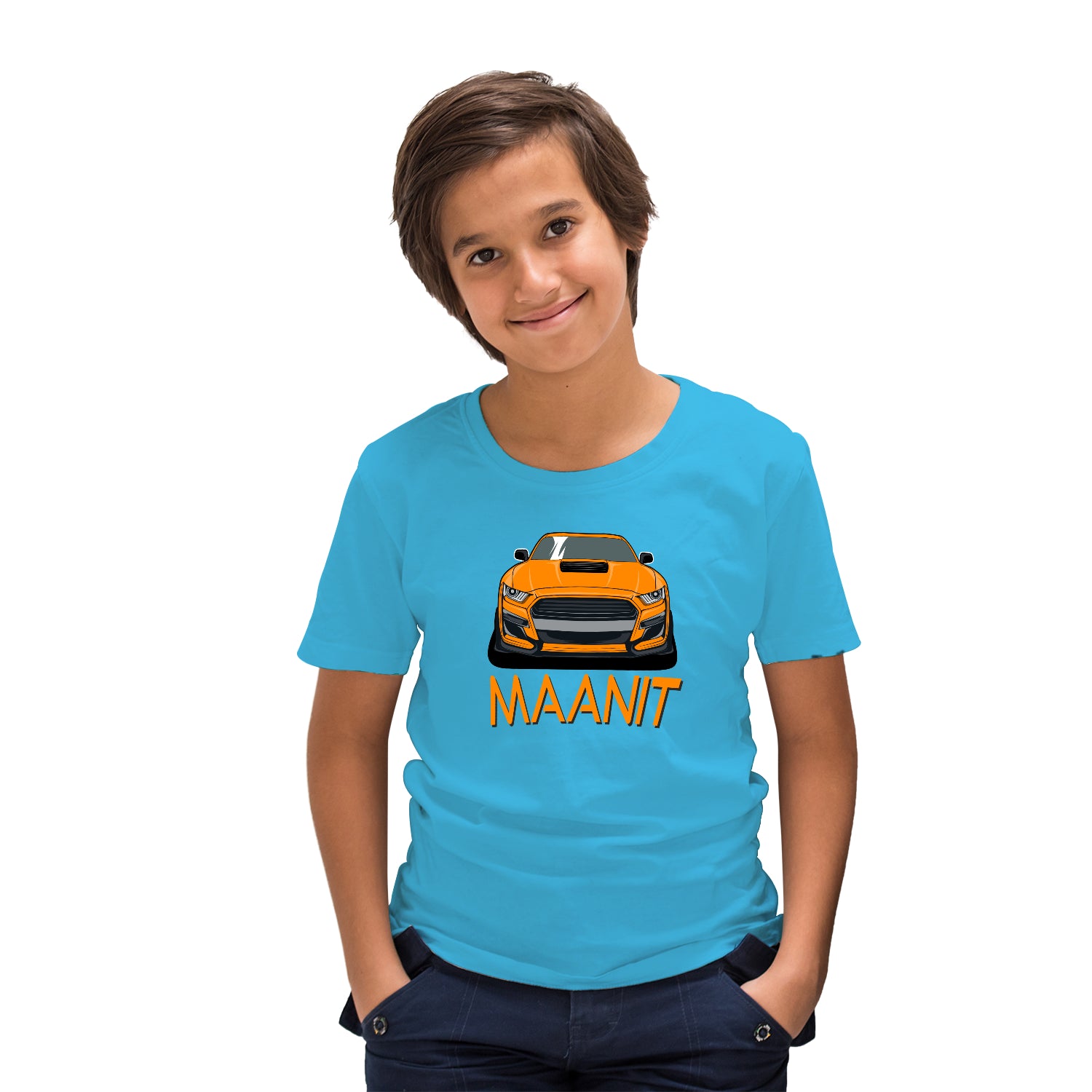 Orange car pic with custom Name T-shirt