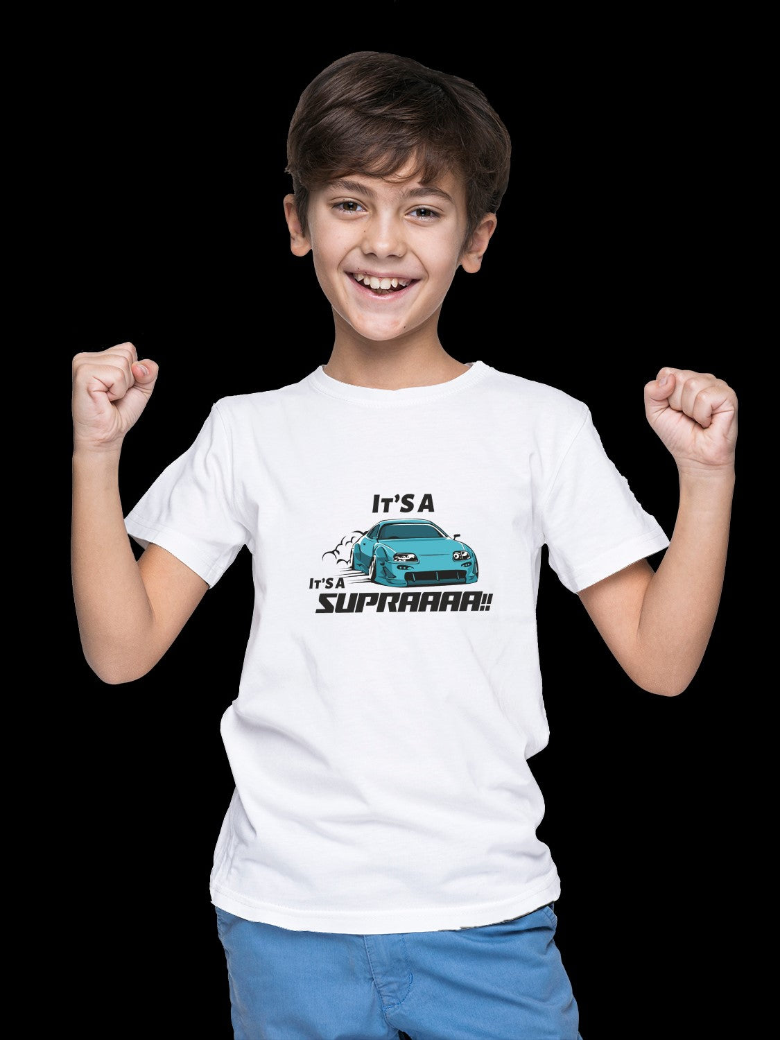 It's a Supra car custom t-shirt for boys