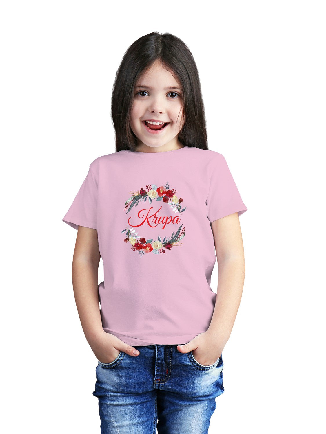 Girls Name on T-shirt with Flowers Around