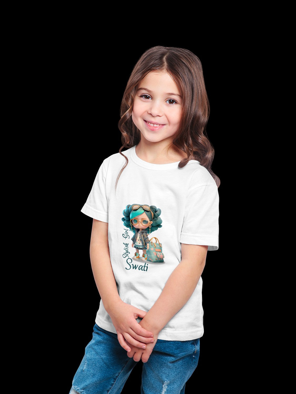 Stylish girl with Daughter's Name on Tshirt