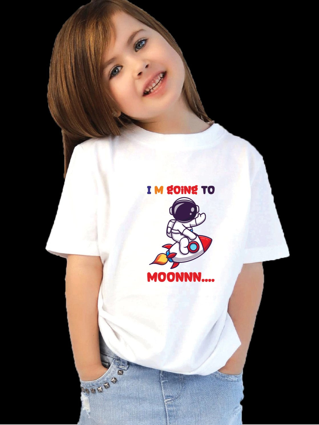 I am going moon - cotton space t-shirt for girls