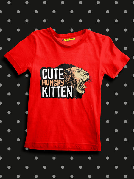 Cute Hungry Kitten Kids T-shirt
