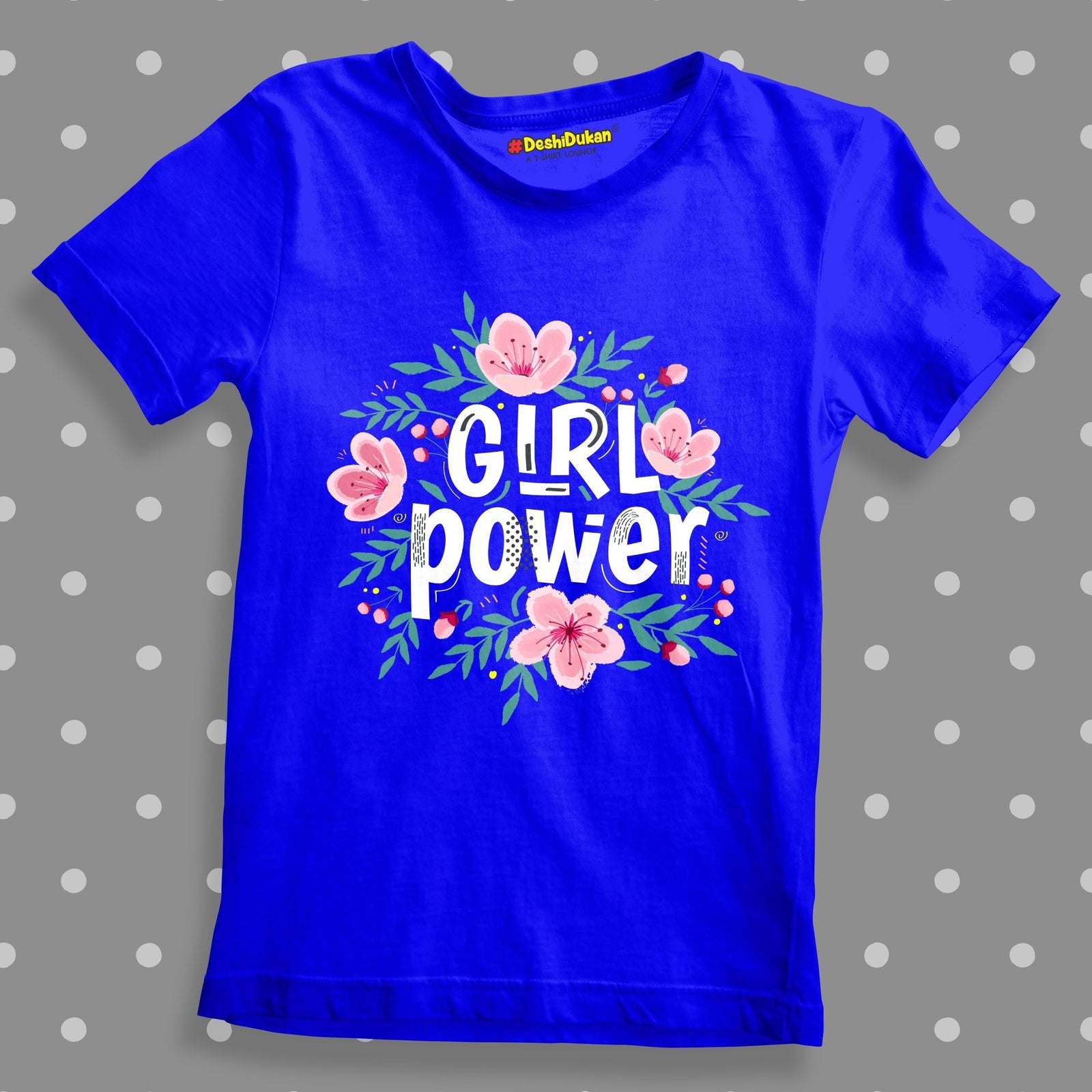 Girl Power With Flower For Girl T-shirt Royal Blue 1-2 Year
