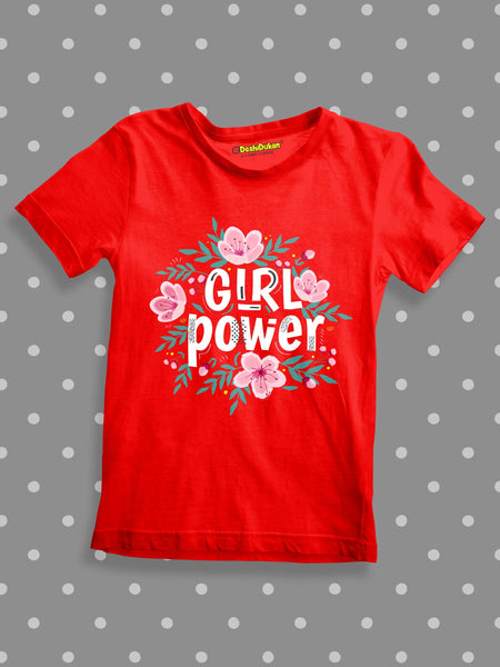 Girl Power With Flower For Girl T-shirt