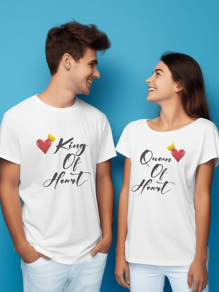 King-Queen Of Heart Couple T-shirt Pair