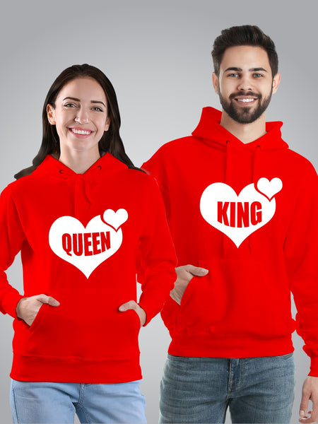 King Queen Heart Matching Hoodie