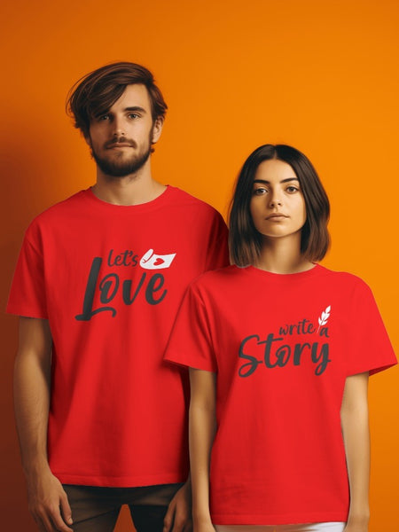 Love Story Unique Couple T-Shirts Design
