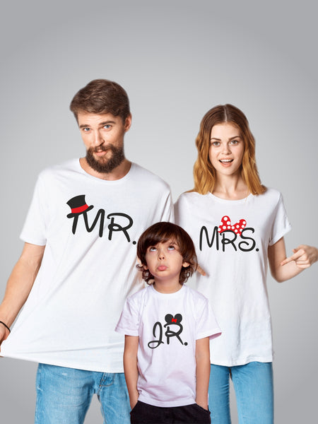 Mr - Mrs - Junior Matching Family T-Shirts (Set of 4)