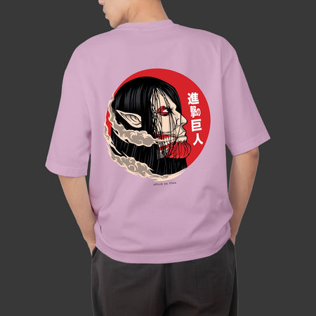 Eren Yaeger New Premium Design Anime Oversize Pink T-shirt