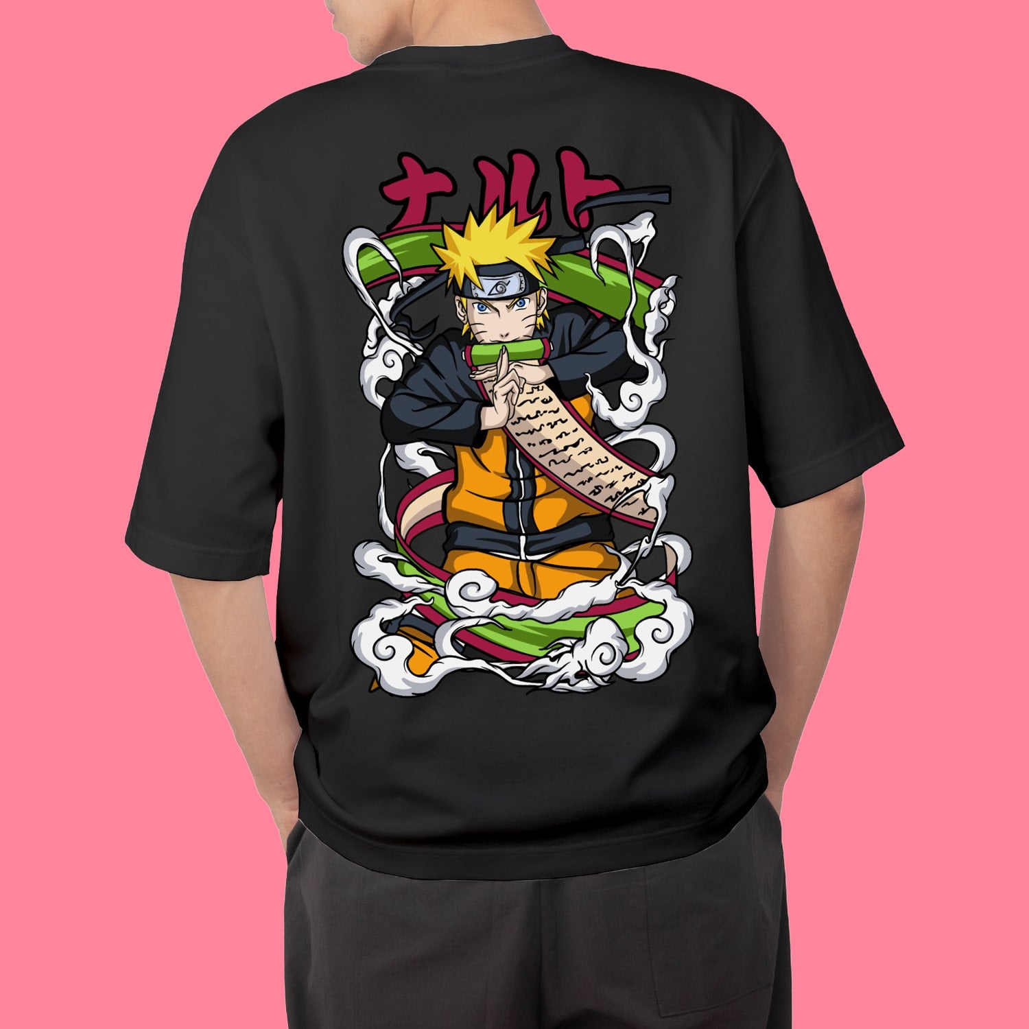 Stylish Men Black Naruto Anime Printed T-Shirt