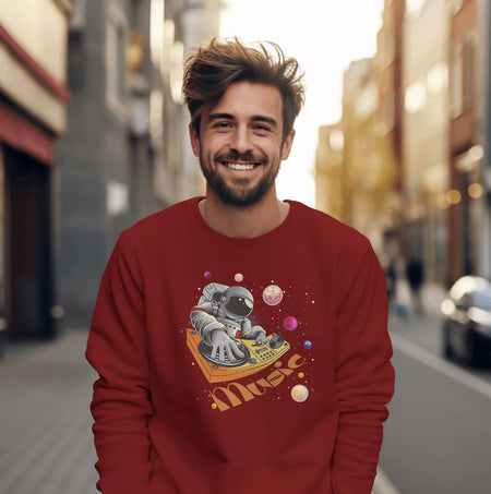 Robot playing music sweatshirt