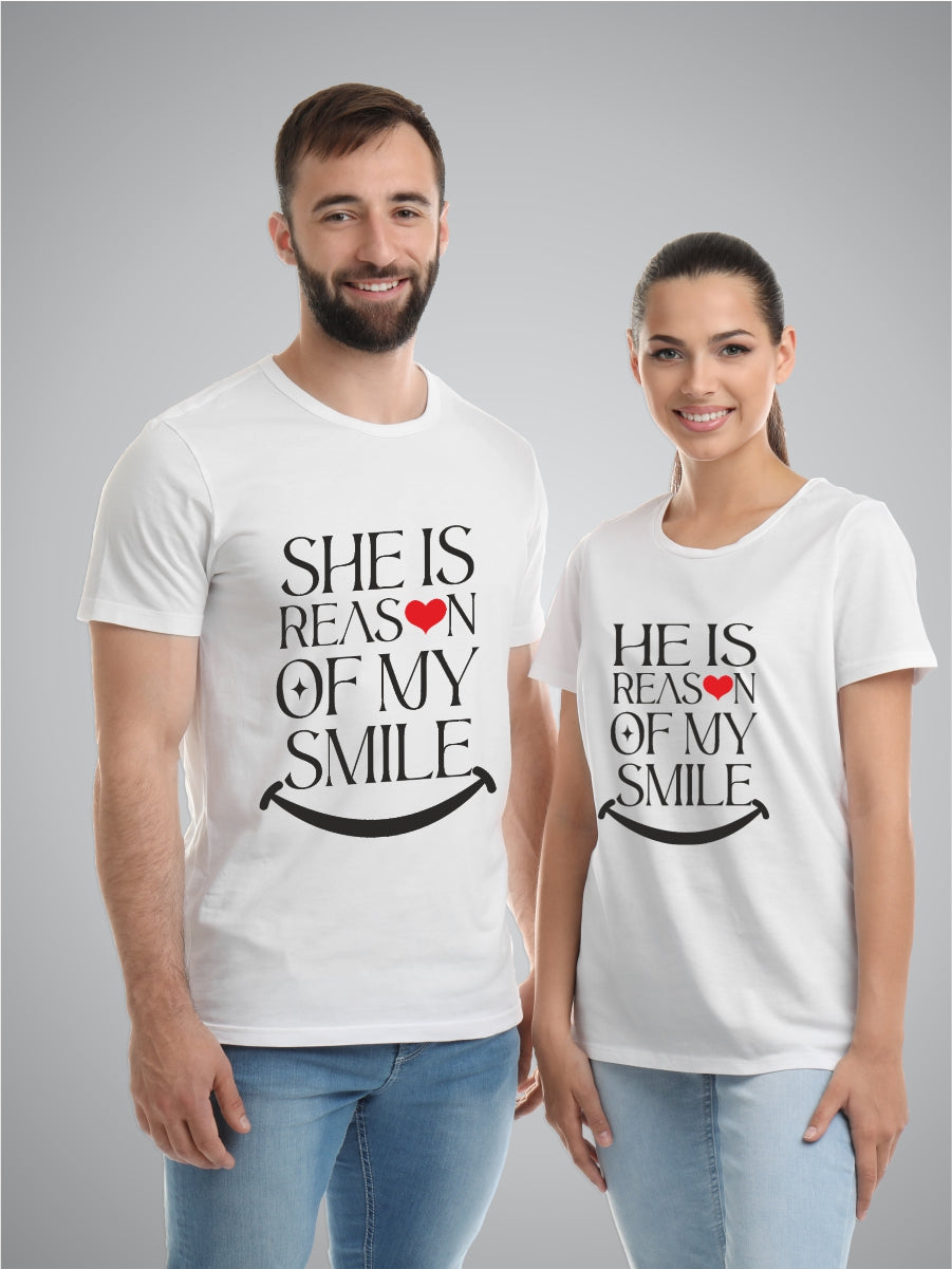 Reason of each other's smile couple t-shirt design