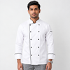 White Chef Coat with Black Contrast Piping